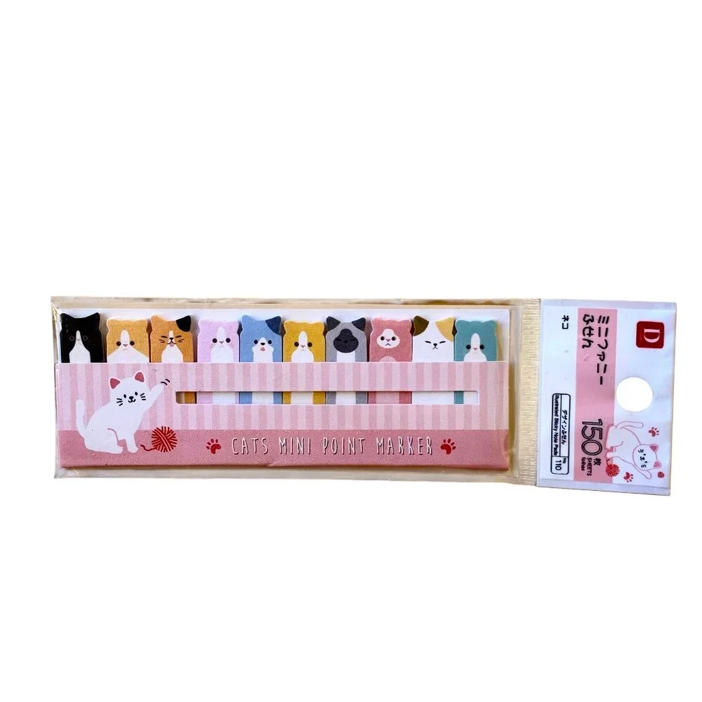 Cat Shape Sticky Note Flags Book Marker Memo from Japan 150 Sheets NEW